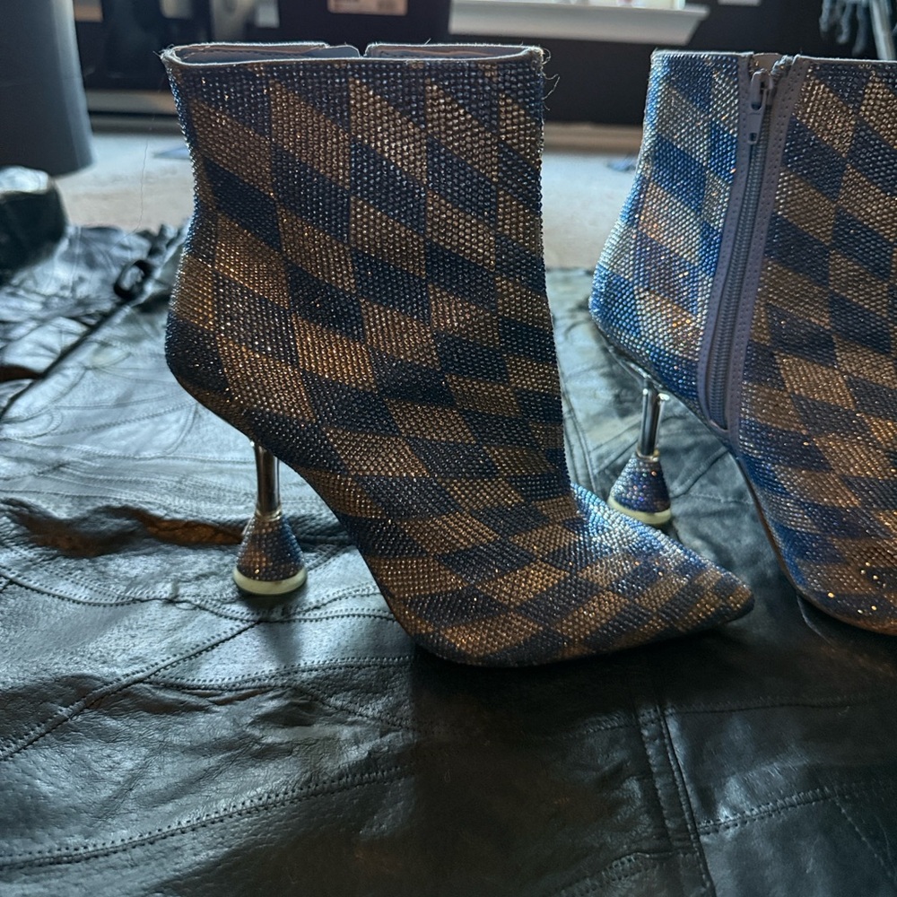Gianni Bini Blue and Silver Ankle Boots